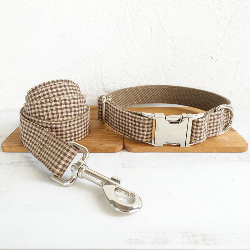 Coffee Grid Bowknot Pet Leash