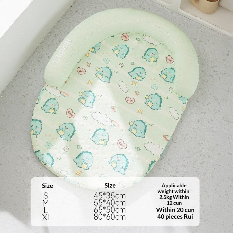 Spring Summer Cartoon Dinosaur Latex Ice Silk Partition Dog Bed