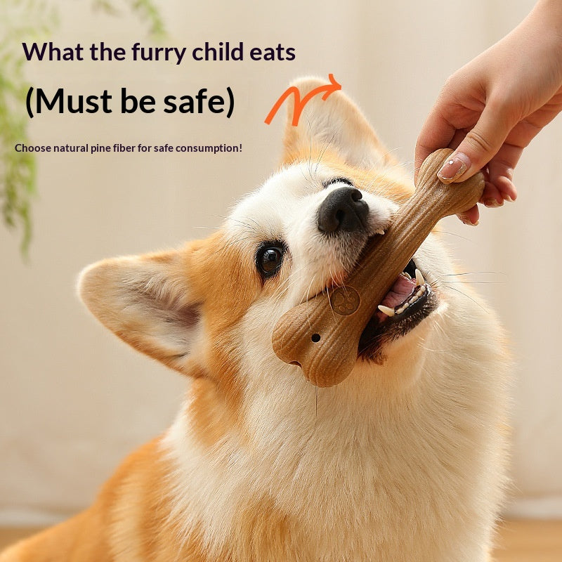 Bite-Resistant Pine Wood Dog Bone Chew