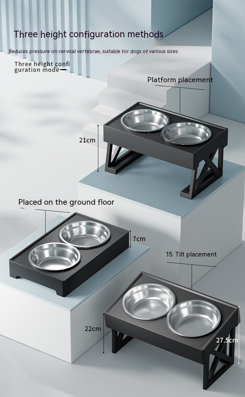 Adjustable Elevated Stainless Steel Dog Bowl