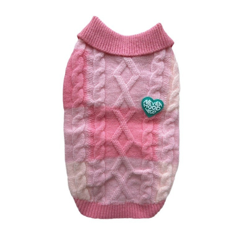 Plaid Polo-Collar Pet Cardigan Sweater