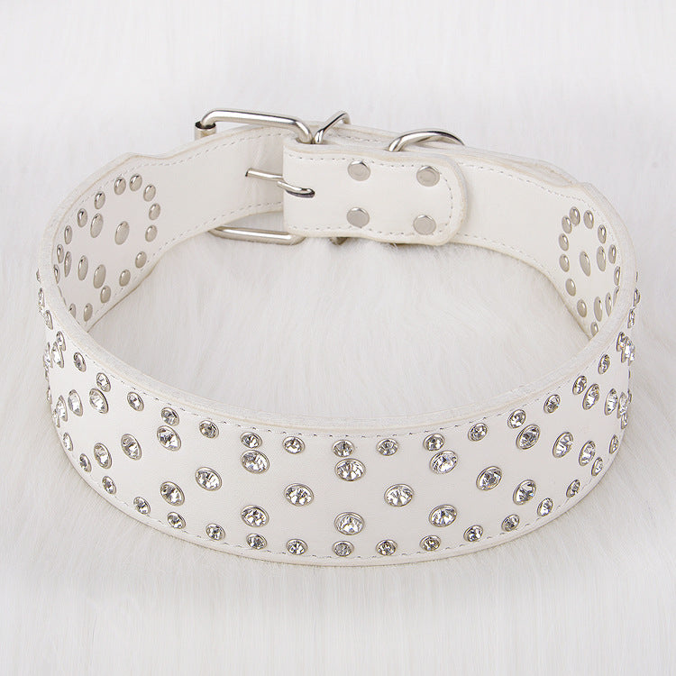 Pet Collar Shiny Rhinestone Leather Small Medium And Large Dog Supplies