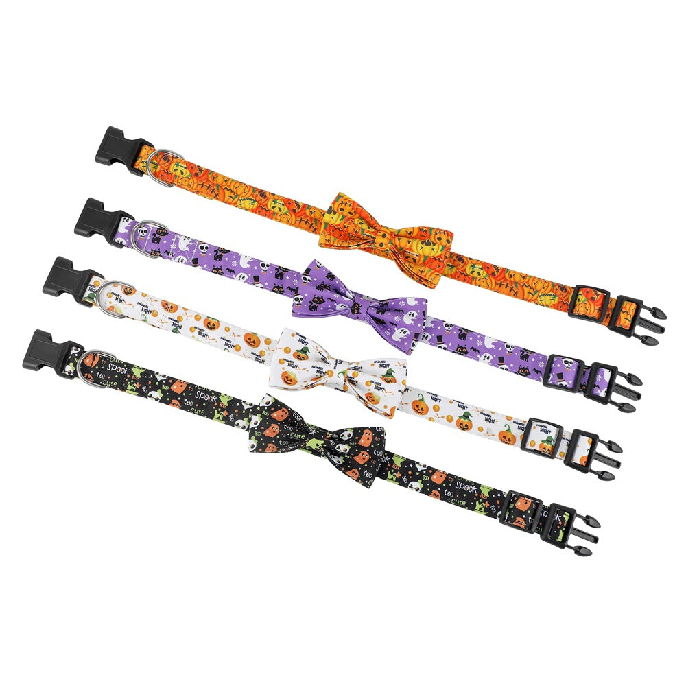 Halloween Dog Collar With Spider And Pumpkin Patterns