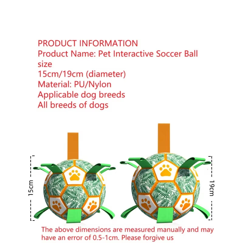 Interactive Pet Football Toys With Grab Tabs Dog Bite Chew Balls Pets Accessories Puppy Outdoor Training Soccer 5.91-7.48In
