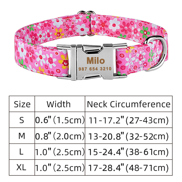 Adjustable Nylon Dog Collar With ID Tag