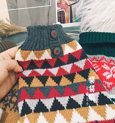 Pet Sweater Leaf Pattern Lapel Sweater