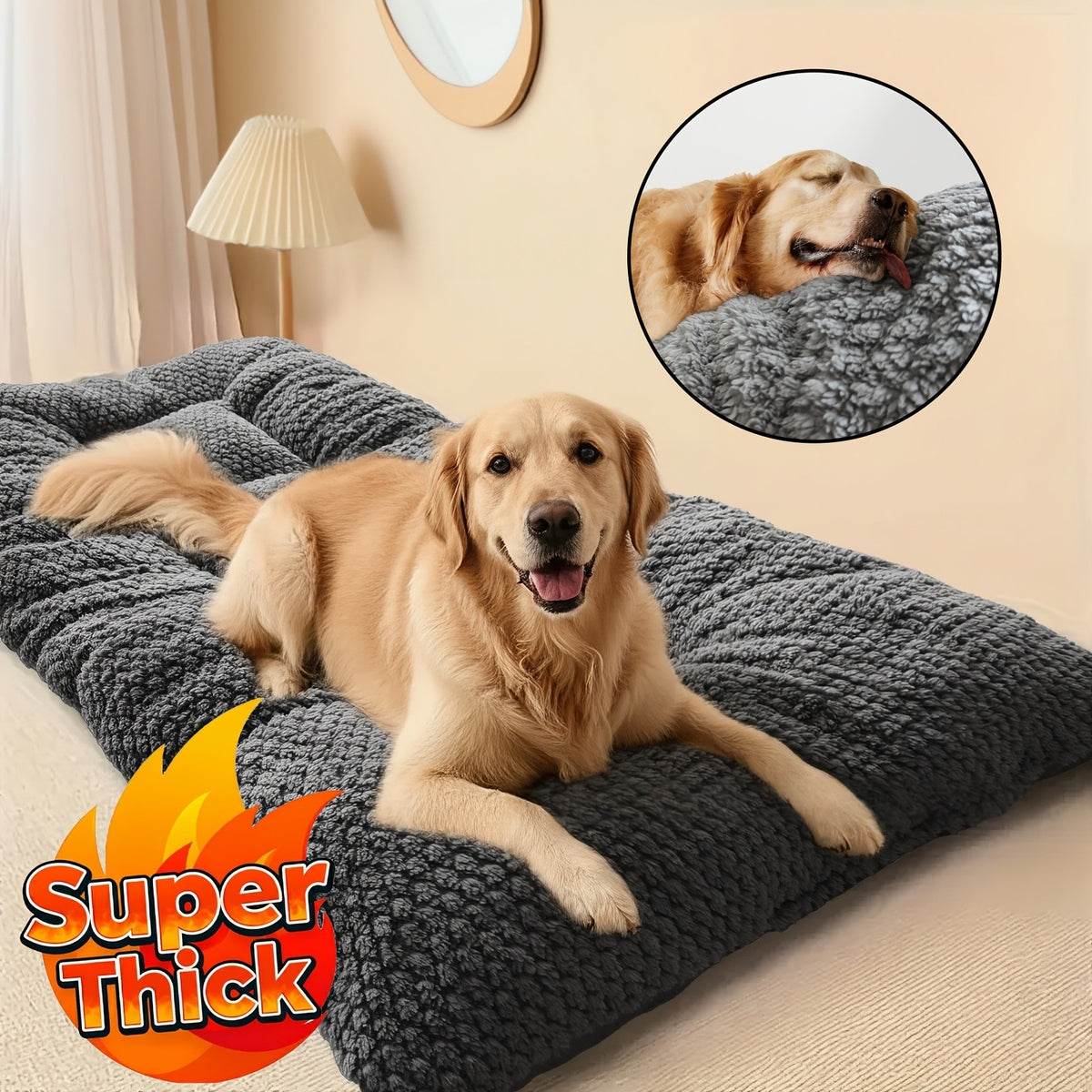 Sleeping Pad Dog Bed With Fleece Lining And Extra Padding For Dog Crates