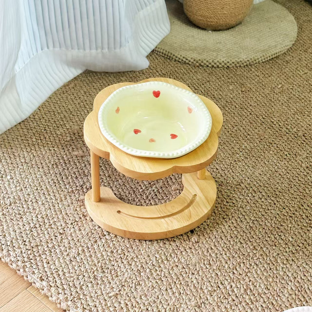 Tip-Resistant Ceramic Elevated Pet Bowl with Stand