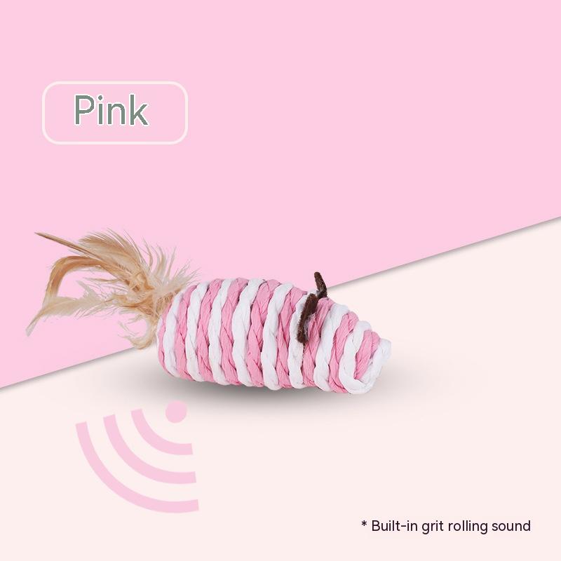 Pet Supplies Sound Grinding Feather Paper String Mouse Toy