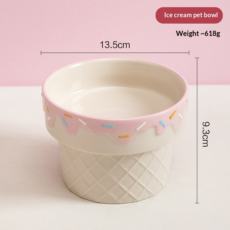 Ceramic Cat Bowl With Ice Cream Theme
