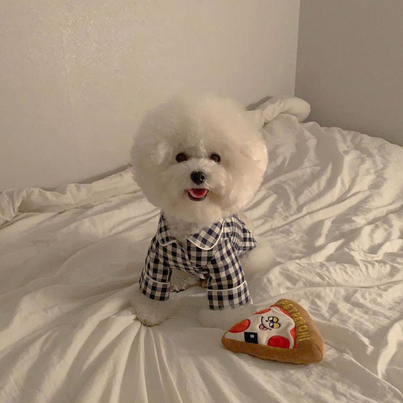 Khaki Blue Plaid Dog Pajamas