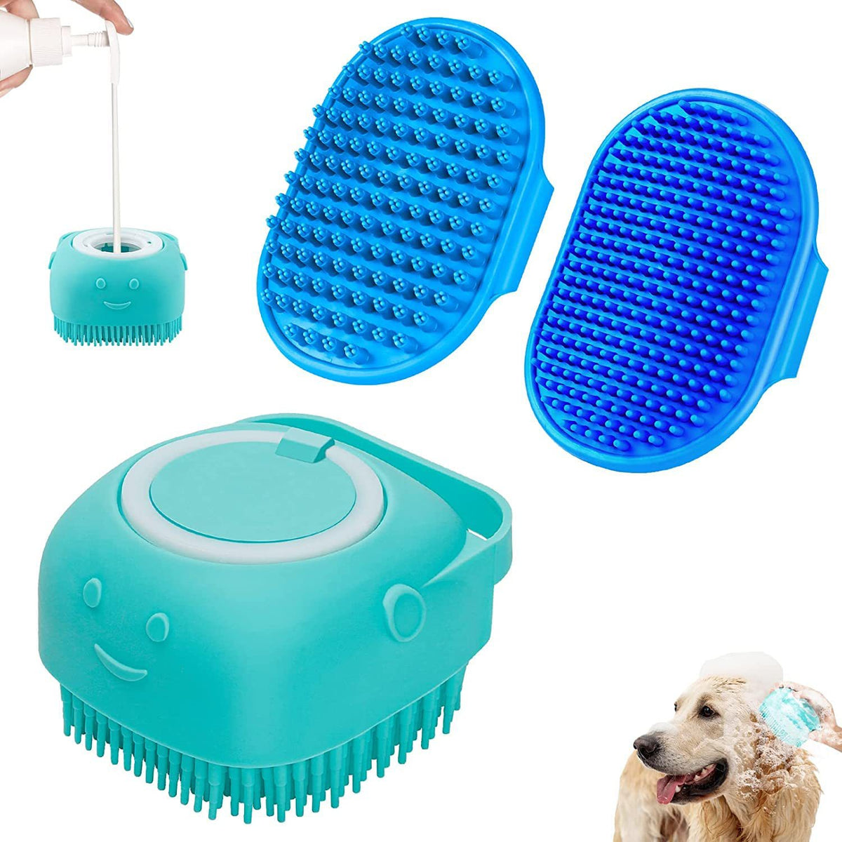 3-Piece Silicone Dog Bath Brush Set