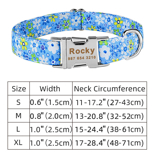 Adjustable Nylon Dog Collar With ID Tag