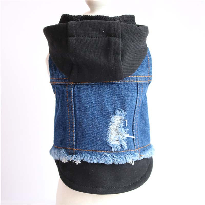 Denim Knitted Dog Hooded Vest