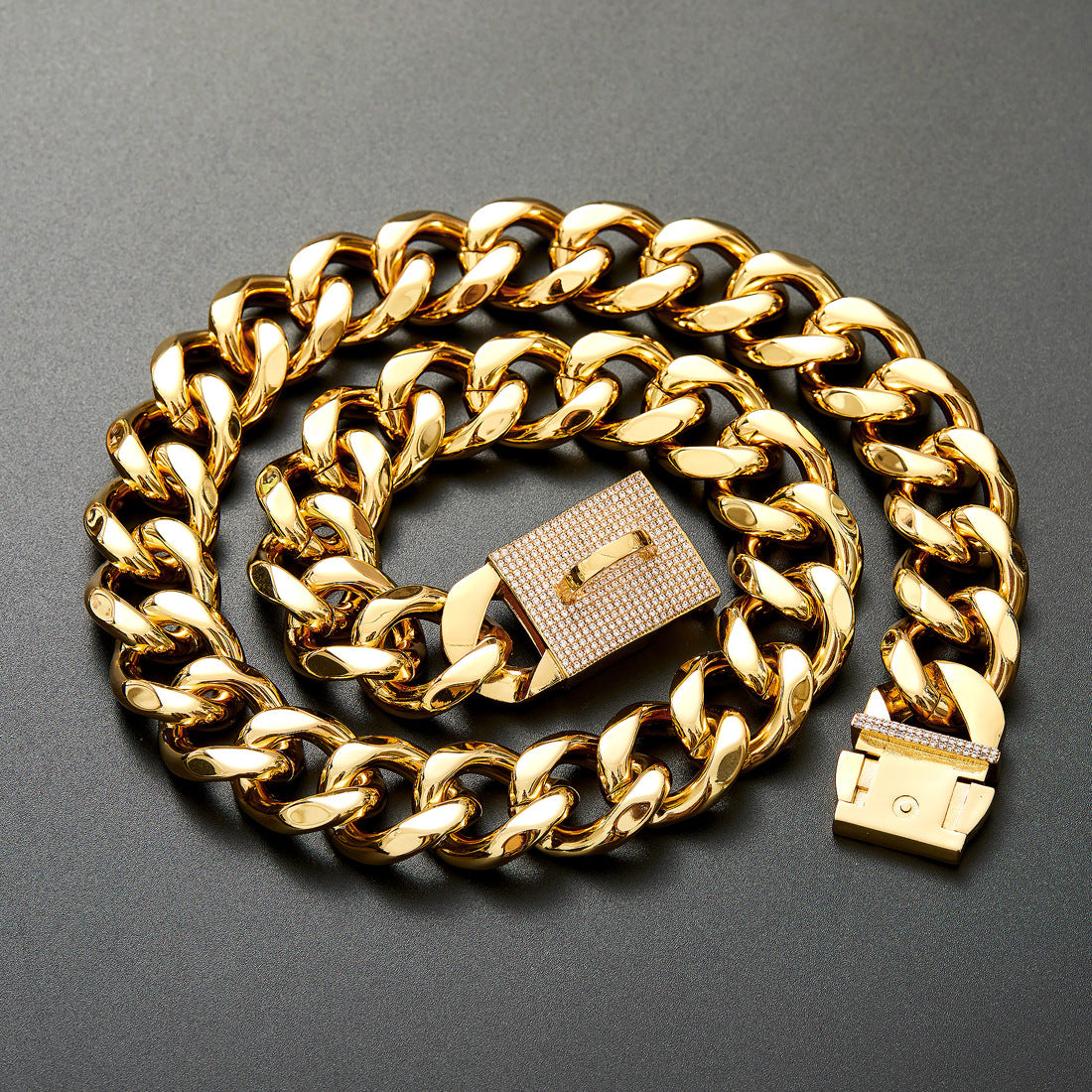 19Mm Thick Medium-To-Large Dog Collar Gold Color