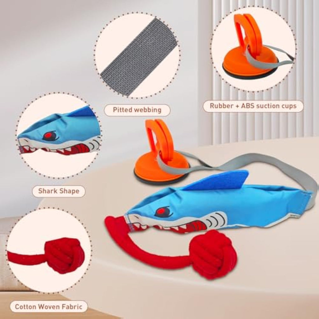 Squeaky Dog Tug Toy Interactive Shark Shape Tug Of War Dog Pull Toy With Suction Cup To Keep Them Busy Durable Dog Rope Toys For Small Mediu