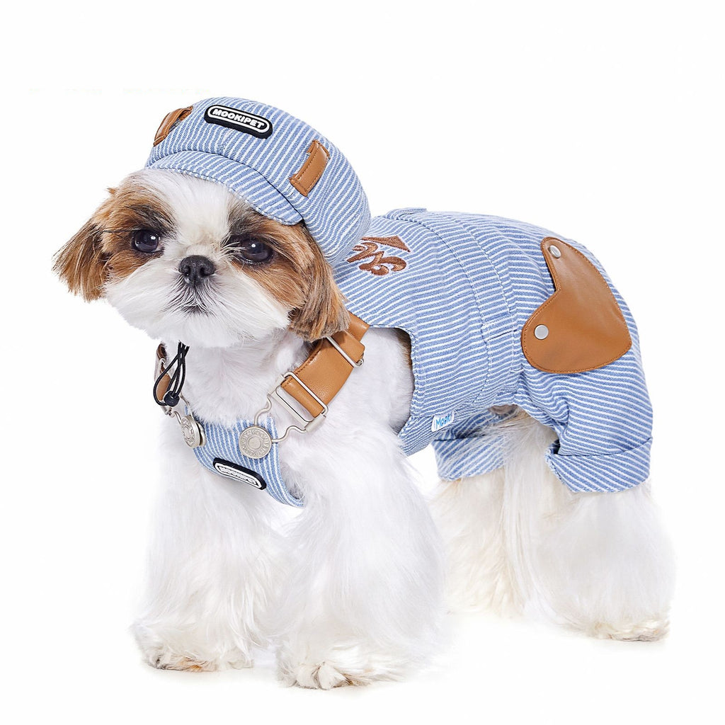Blue Pet Suspender Pants Set