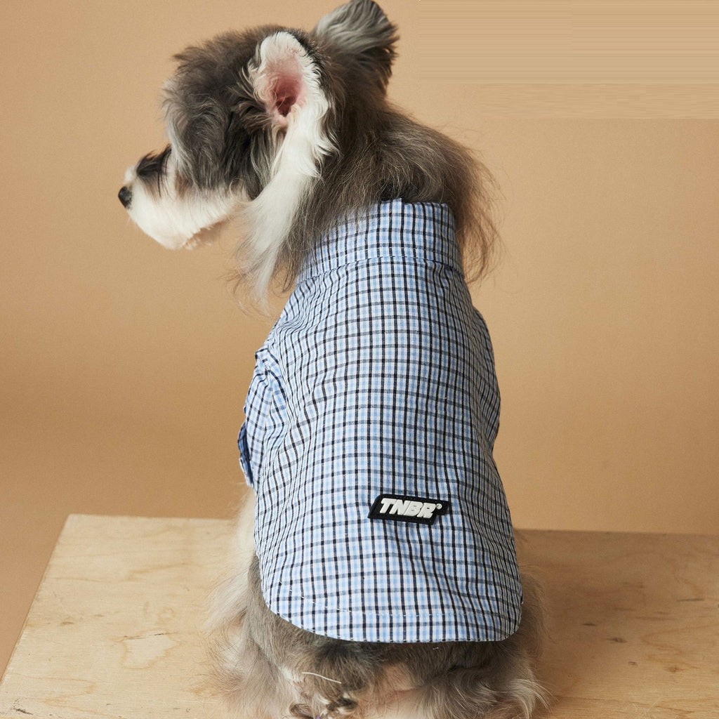 Light Blue Summer Plaid Dog Shirt