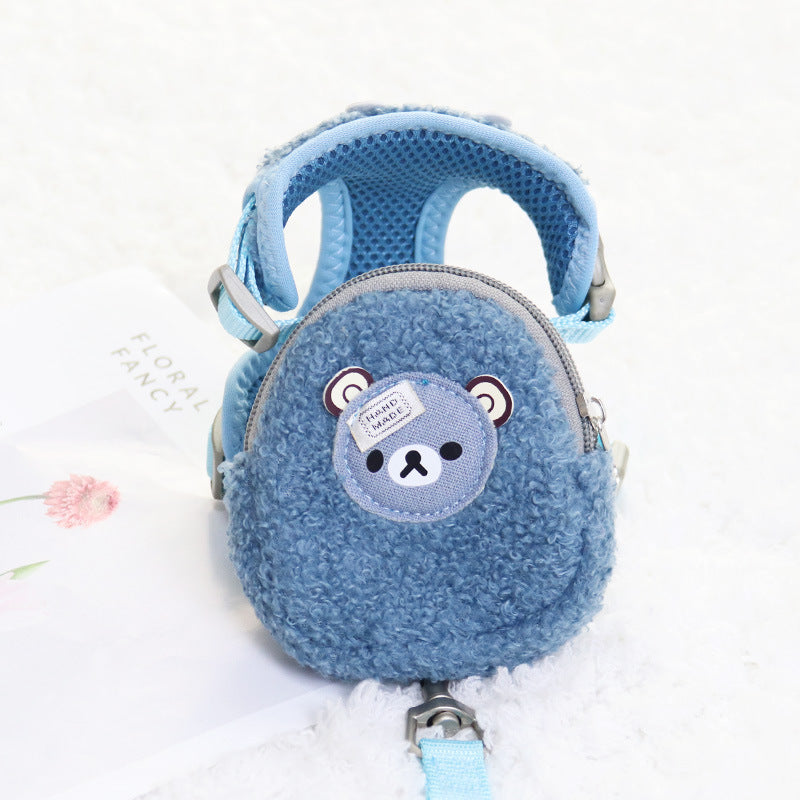 Fleece Cute Pet Backpack Chest Strap Vest Type Traction Rope