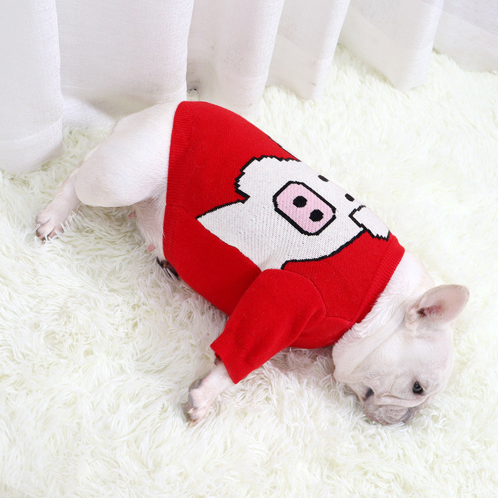 Fadou Clothes Sweater Sweater Pug Fat Dog Short Body Elastic Core Spun Yarn