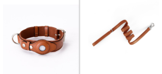 Leather Pet Collar With Tracker Cover