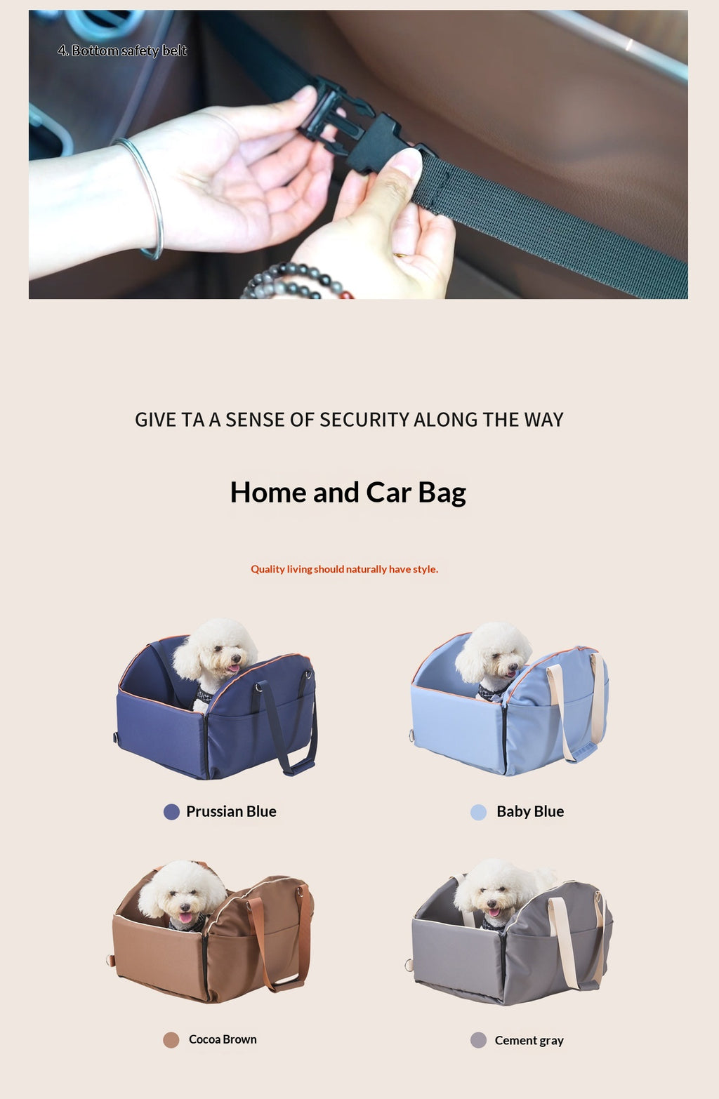 Car Console Pet Carrier and Dog Travel Bag