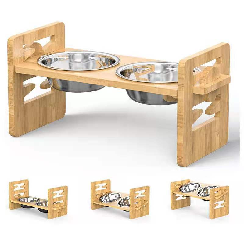 Dog Rice Stainless Steel Double Bowl Folding