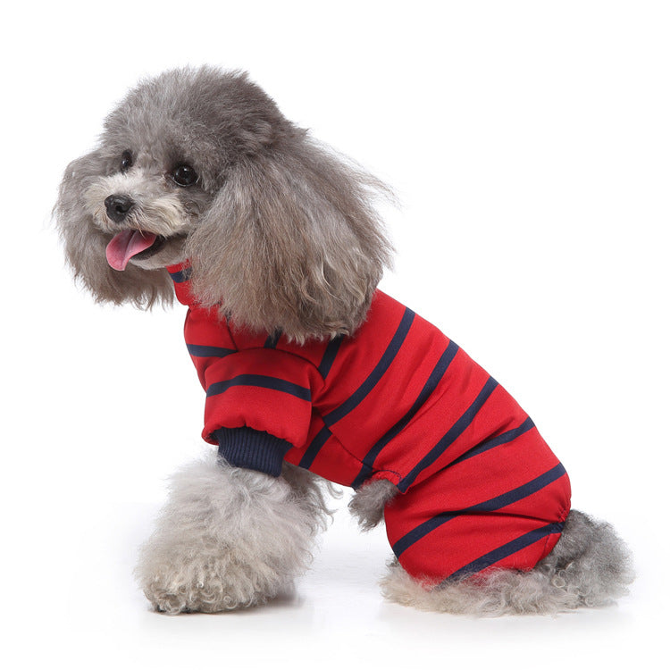 Fashionable High Collar Striped Dog Pajamas