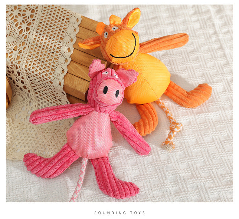 New Pet Dog Plush Sounding Cartoon Cow Cartoon Pig Animal, Bite-Resistant Pet Toys