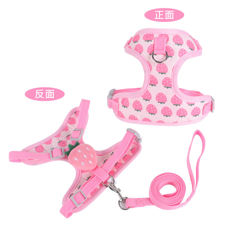 Reflective Chest Strap Vest-Style Small Dog Walking Dog Hand Holding Rope