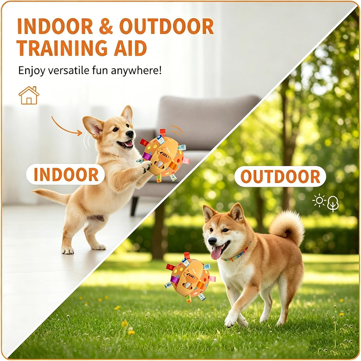 Colorful Squeaky Hanging Dog Toy With Bell