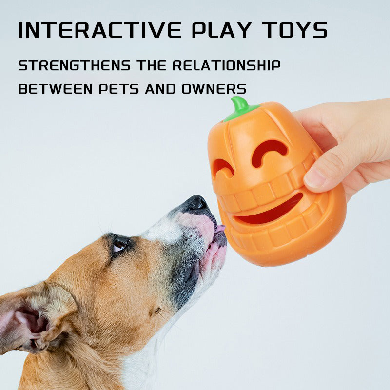 Interactive Dog Chew Toy Halloween Pumpkin Shaped, Treat-Dispensing Funnel Toy For All Breed Sizes, Durable Thermoplastic Rubber Pet Puzzle