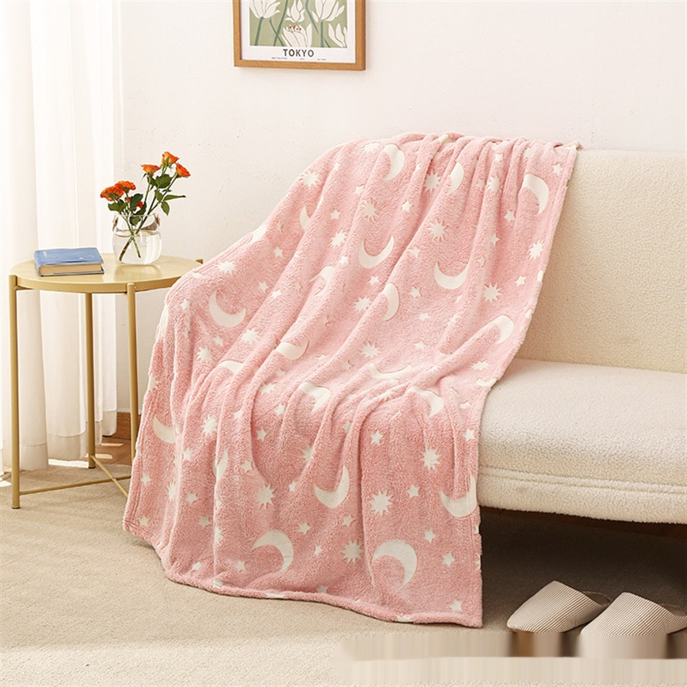 Soft Warm Glow-In-The-Dark Flannel Nap Blanket