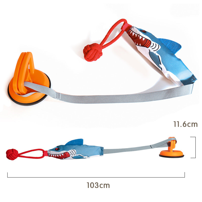 Squeaky Dog Tug Toy Interactive Shark Shape Tug Of War Dog Pull Toy With Suction Cup To Keep Them Busy Durable Dog Rope Toys For Small Mediu