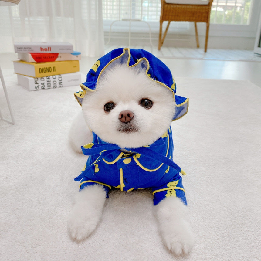 Cute Bear Hat Dog Pajama Set