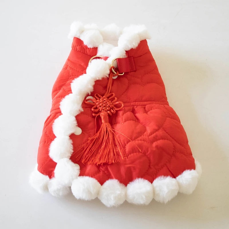 Red Chinese Knot Pet New Year Clothes