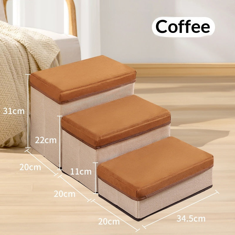 Three-Step Foldable Thickened Non-Slip Pet Stairs for Dogs