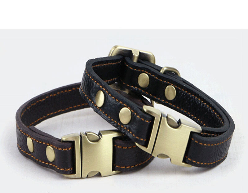 Leather Dog Collar Small And Medium-Sized