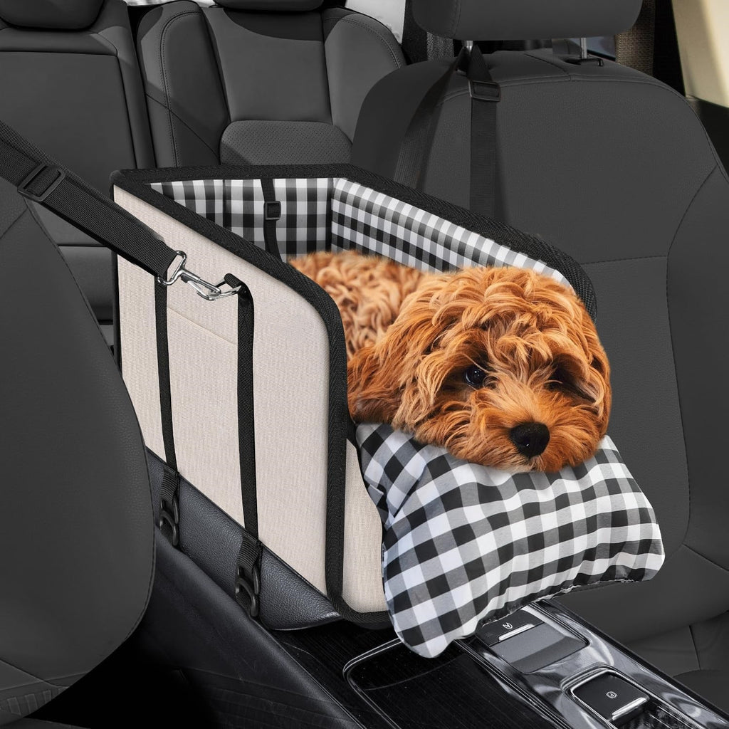 Plaid Pet Car Seat with Cushion
