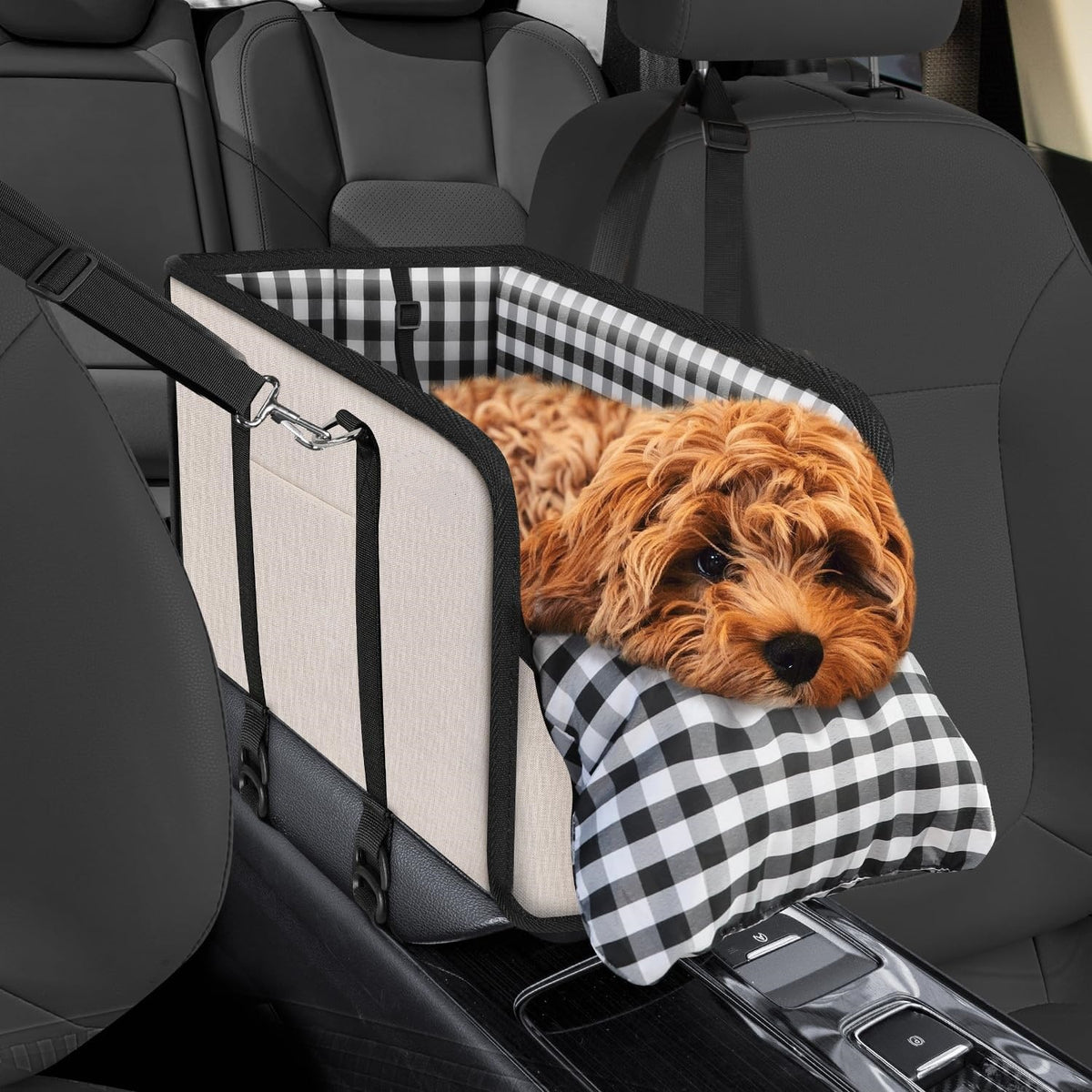 Plaid Pet Car Seat with Cushion