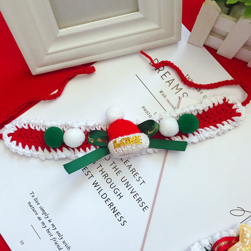 Hand Woven Wool Christmas Pet Collar