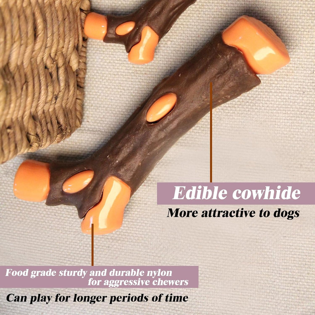 Dog Bones Chew Toys For Aggressive Chewers Real Beef Flavor Indestructible Dog Teething Chew Toys For Large Medium Small Puppies Breed Tough