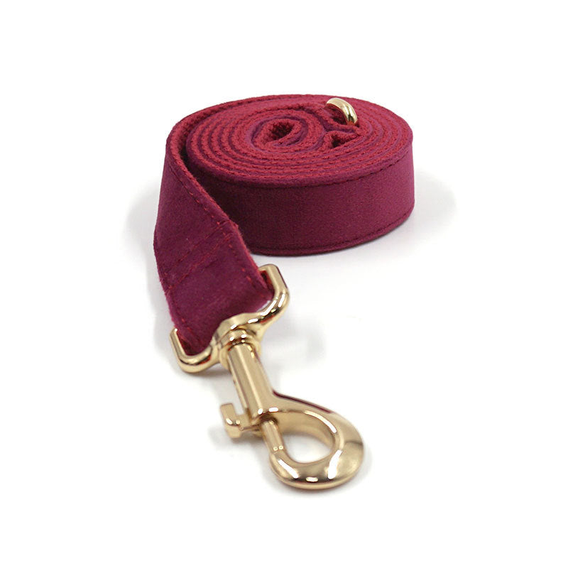 Soft Burgundy Velvet Dog Collar