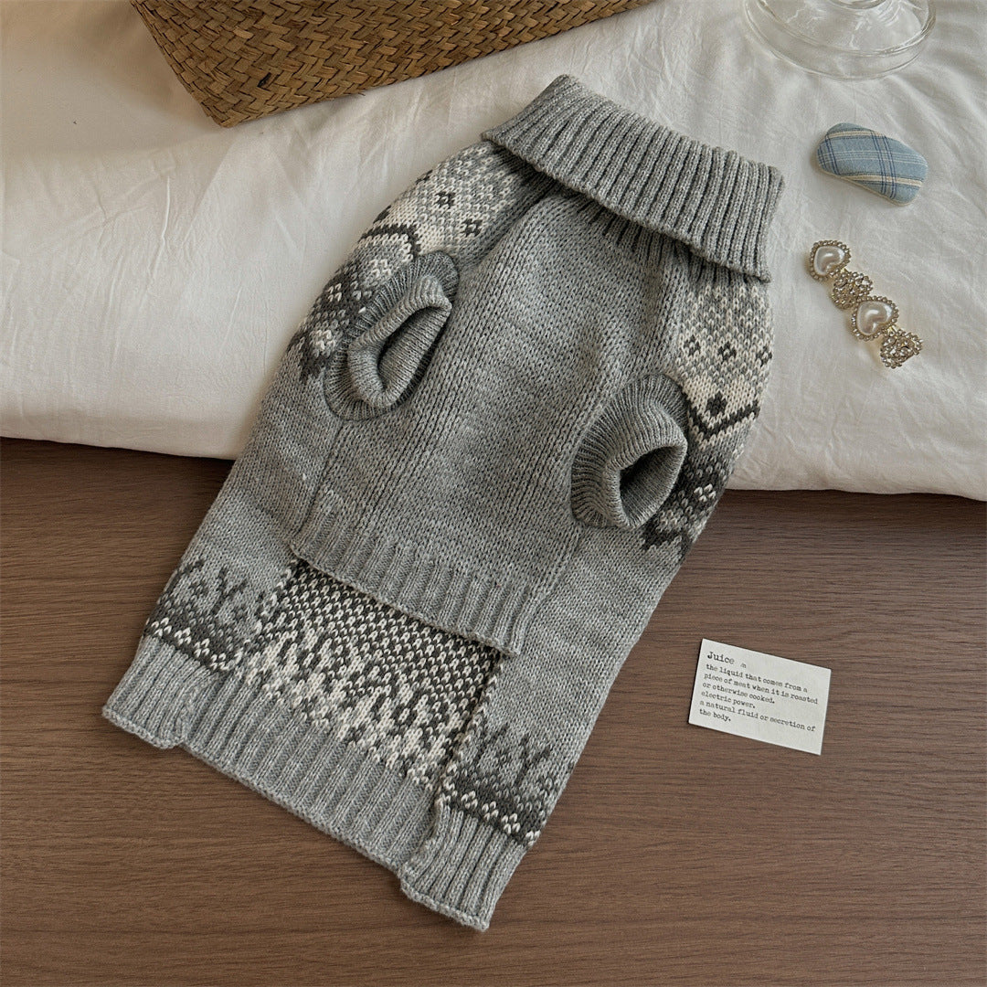 Gray Fair Isle Little Dog Sweater