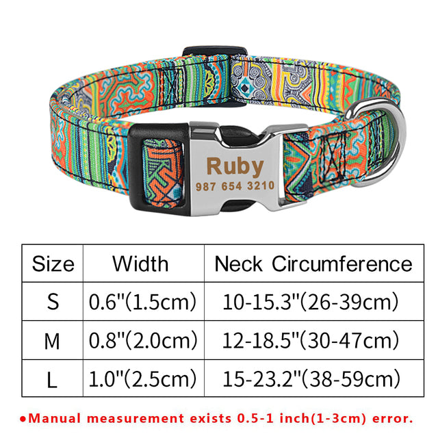Adjustable Nylon Dog Collar With ID Tag