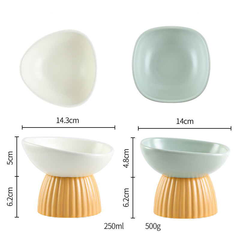 Ceramic Protection Cervical Vertebra Pet Bowl With High Vertical Pattern