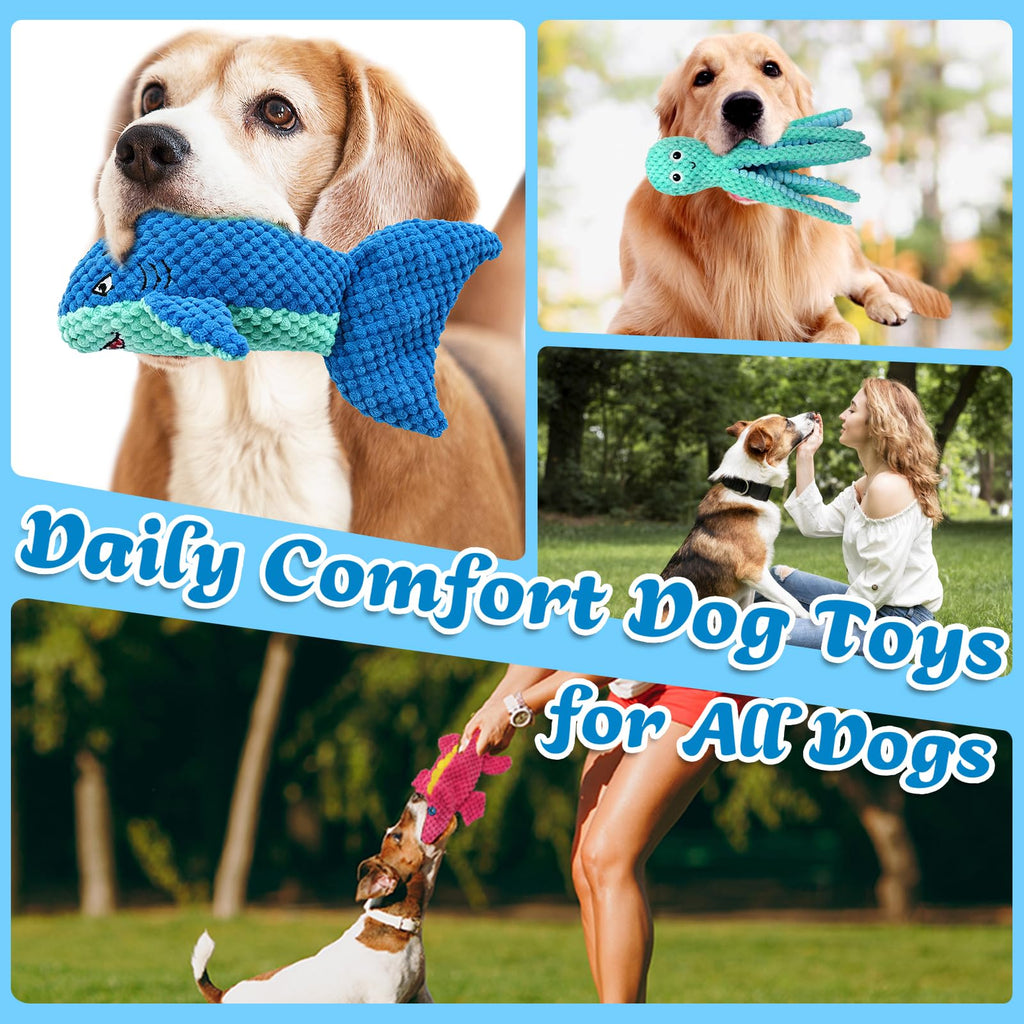 Dog Toys Squeaky Crinkle For Aggressive Chewers, Plush Puppy Toy 5 Pack Puppy Chew Toys For Teething, Tough Durable Stuffed Plush Dog Toy Fo