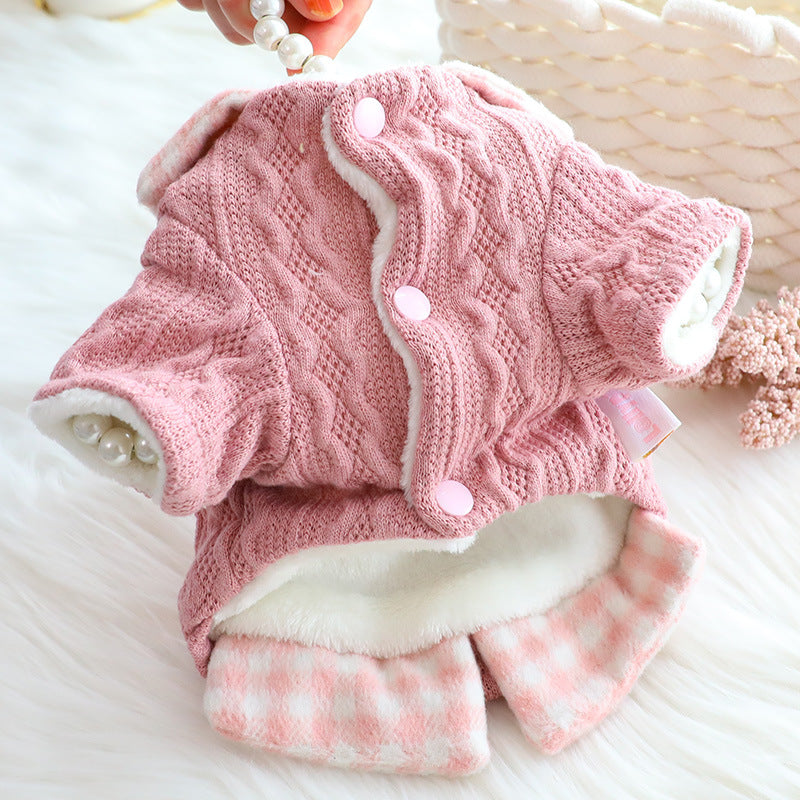 Warm Fake Two-Piece Fleece-Lined Dog Sweater