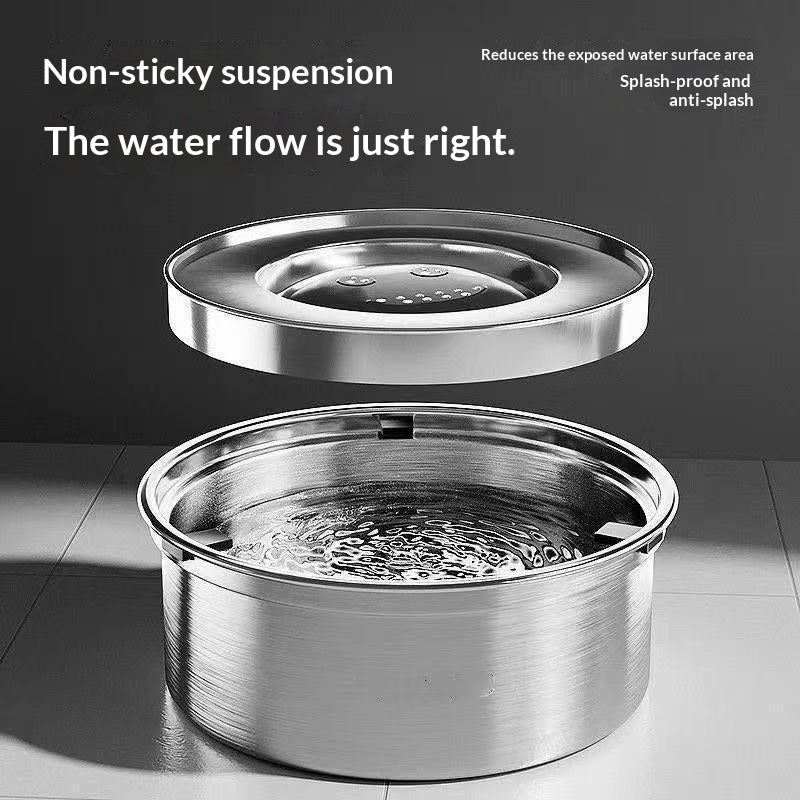 304 Stainless Steel Floating Pet Splash-Proof Water Bowl Non-Wetting Design Tip-Resistant