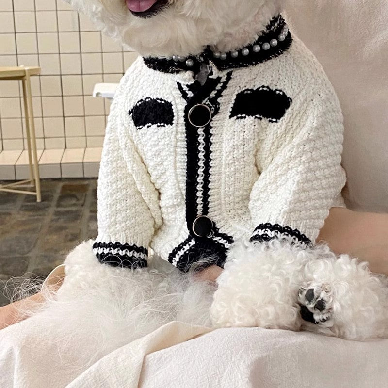 Korean Style Pearl Collar Puppy Sweater